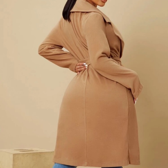 Belted overcoat pea trench coat camel tan - Picture 3 of 3